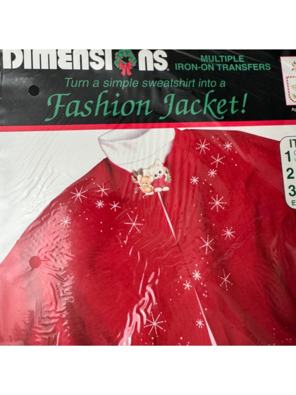 Dimensions Festive Felines Iron-On Transfer Kit Holiday Fashion 1992 Cats Kitten - Picture 6 of 8